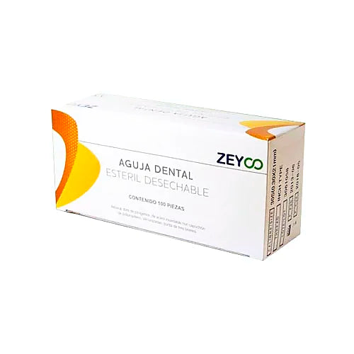 Agujas Dentales Cortas 30G-0.30X25Mm Caja De 100 Piezas Zeyco
