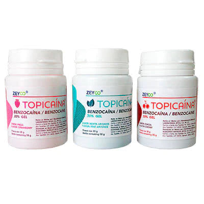 Benzocaina Al 20% Gel “Topicaina” (Zeyco) Sabor Fresa O Cereza Fransco con 30 grs