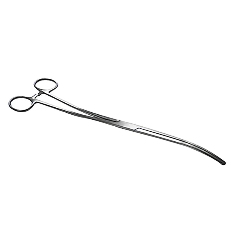 Pinza uterina Bozeman de acero inox y doble curva 25 cms